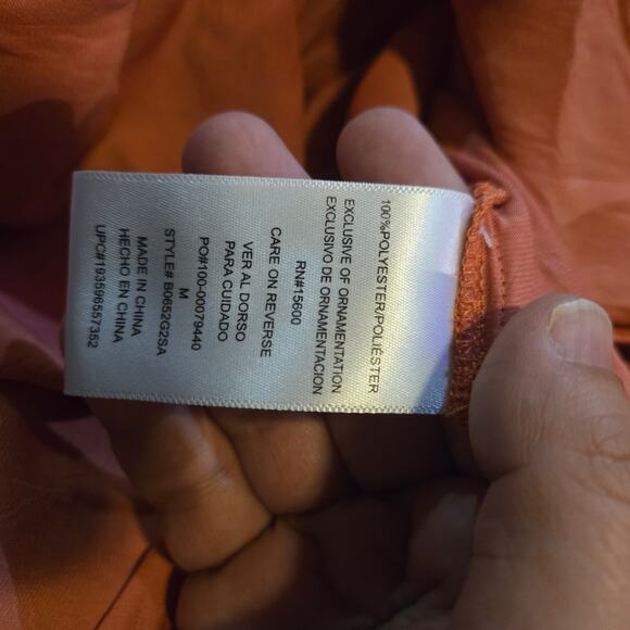 Democracy Terracotta Blouse Medium Roll-Tab Sleeve Button Front - Picture 4 of 11